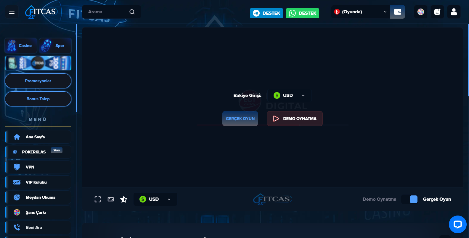 Fitcas Casino İlk Üyelik Bonusu